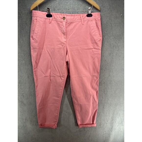 Talbots Girlfriend Chino Pants 10 Pink Straight Leg Stretch Women's Cuffed - Picture 1 of 6